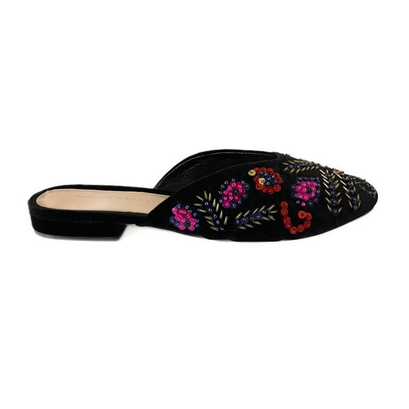 NIB LOEFFLER RANDALL QUIN BEADED SEQUIN VELVET MULES - Picture 4 of 11